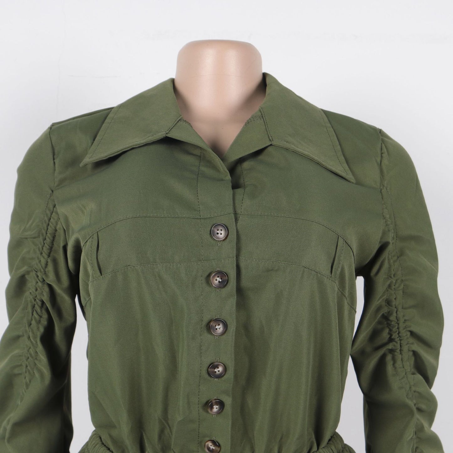 LADIES LONG SLEEVE PLAYSUIT / ROMPER OLIVE GRAY / YELLOW-GREEN / ARMY GREEN / LIGHT GRAY (SIZE S - 3XL)