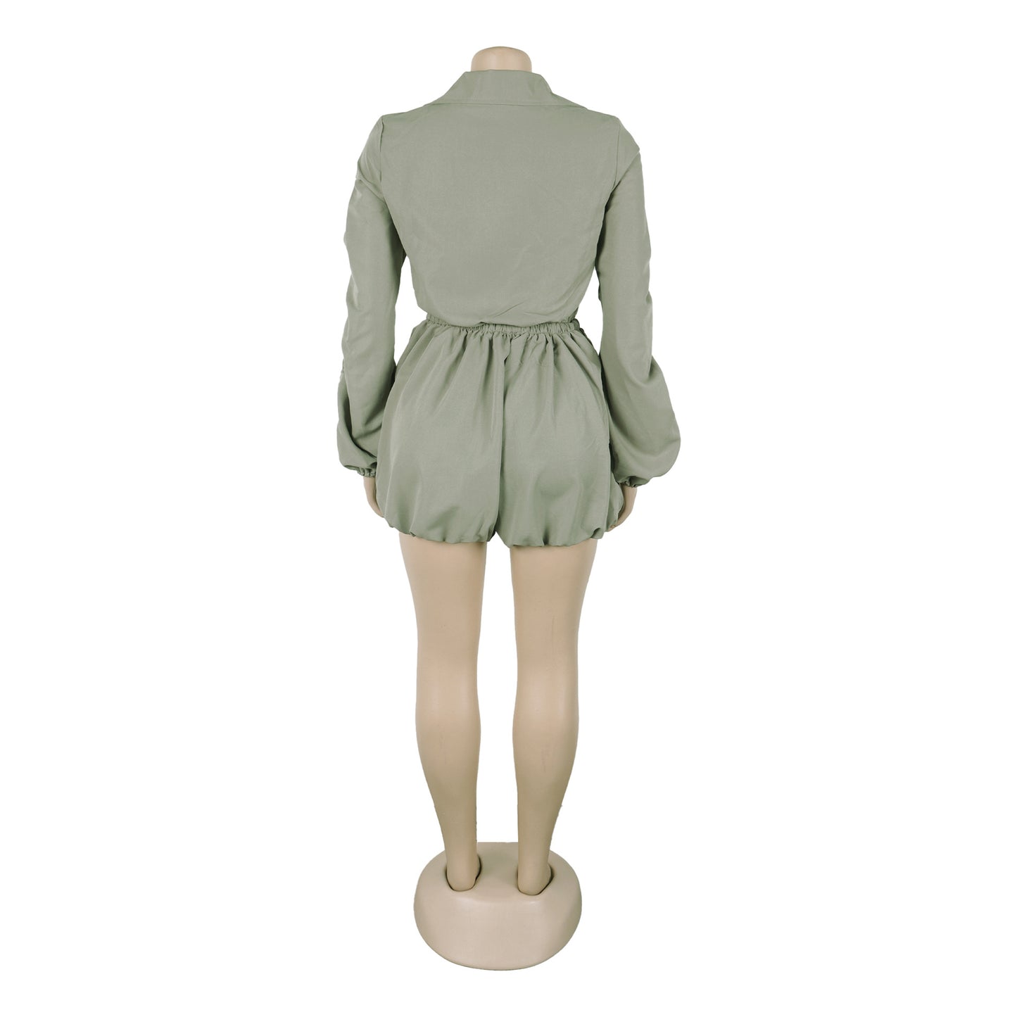 LADIES LONG SLEEVE PLAYSUIT / ROMPER OLIVE GRAY / YELLOW-GREEN / ARMY GREEN / LIGHT GRAY (SIZE S - 3XL)