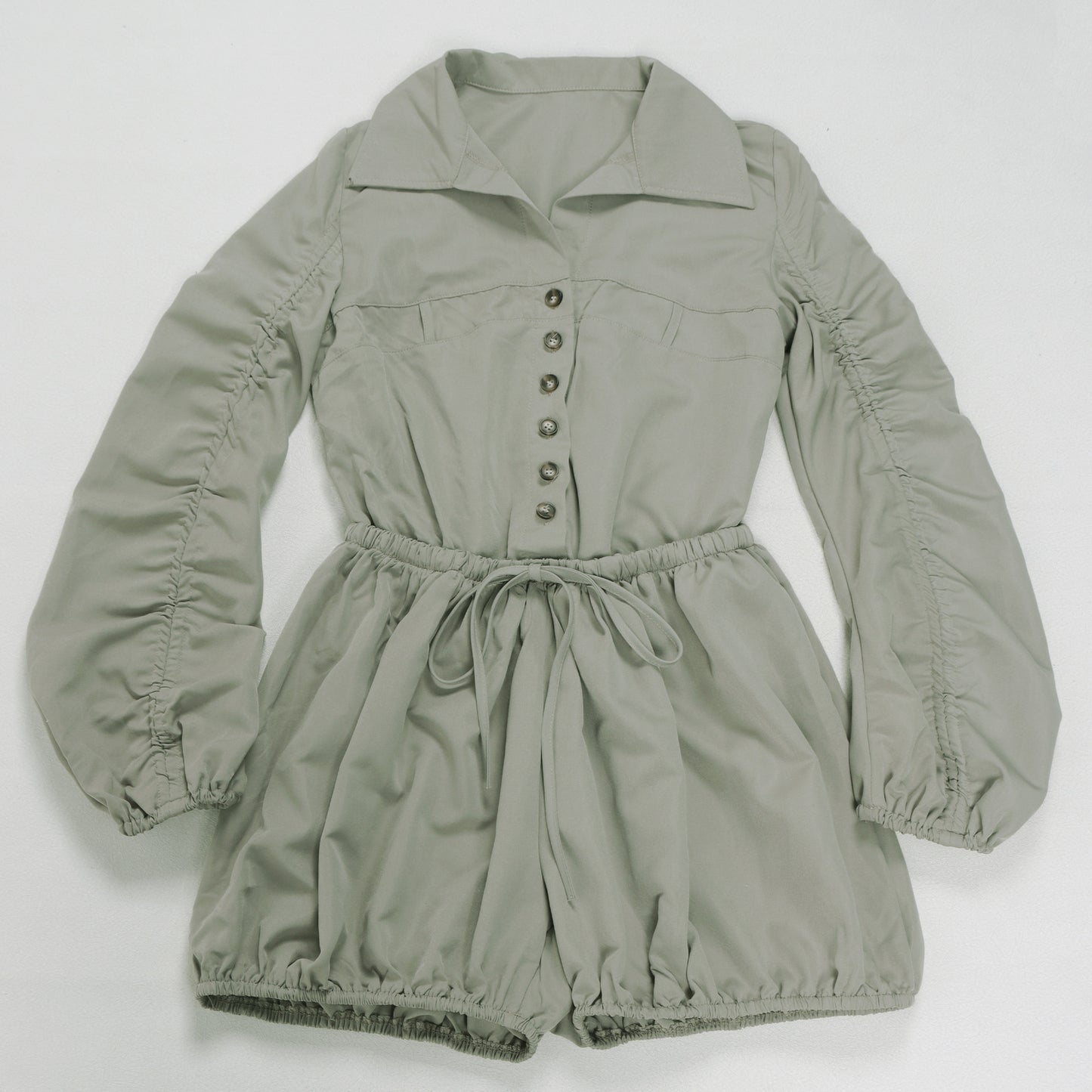 LADIES LONG SLEEVE PLAYSUIT / ROMPER OLIVE GRAY / YELLOW-GREEN / ARMY GREEN / LIGHT GRAY (SIZE S - 3XL)