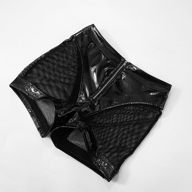 LADIES TWO PIECE PU LEATHER SET BLACK (SIZE S - L)