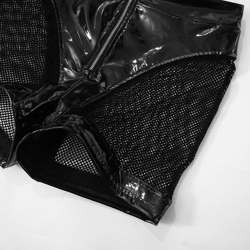 LADIES TWO PIECE PU LEATHER SET BLACK (SIZE S - L)