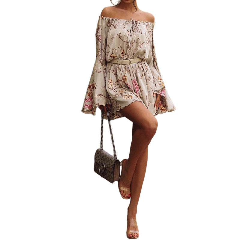 LADIES OFF THE SHOULDER MINI DRESS KHAKI (SIZE S - XL)