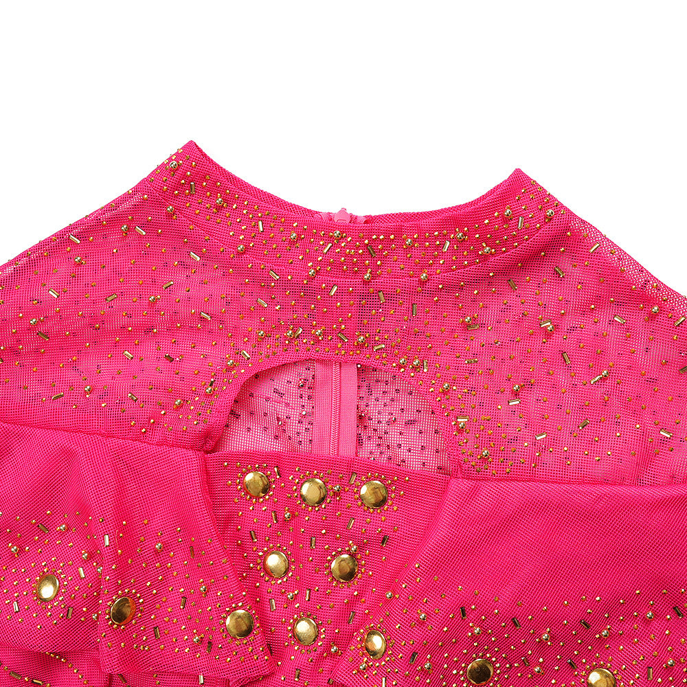 LADIES PLUS SIZE LONG SLEEVE LONG BODYCON DRESS PINK / BLUE / BLACK (SIZE L - 3XL)