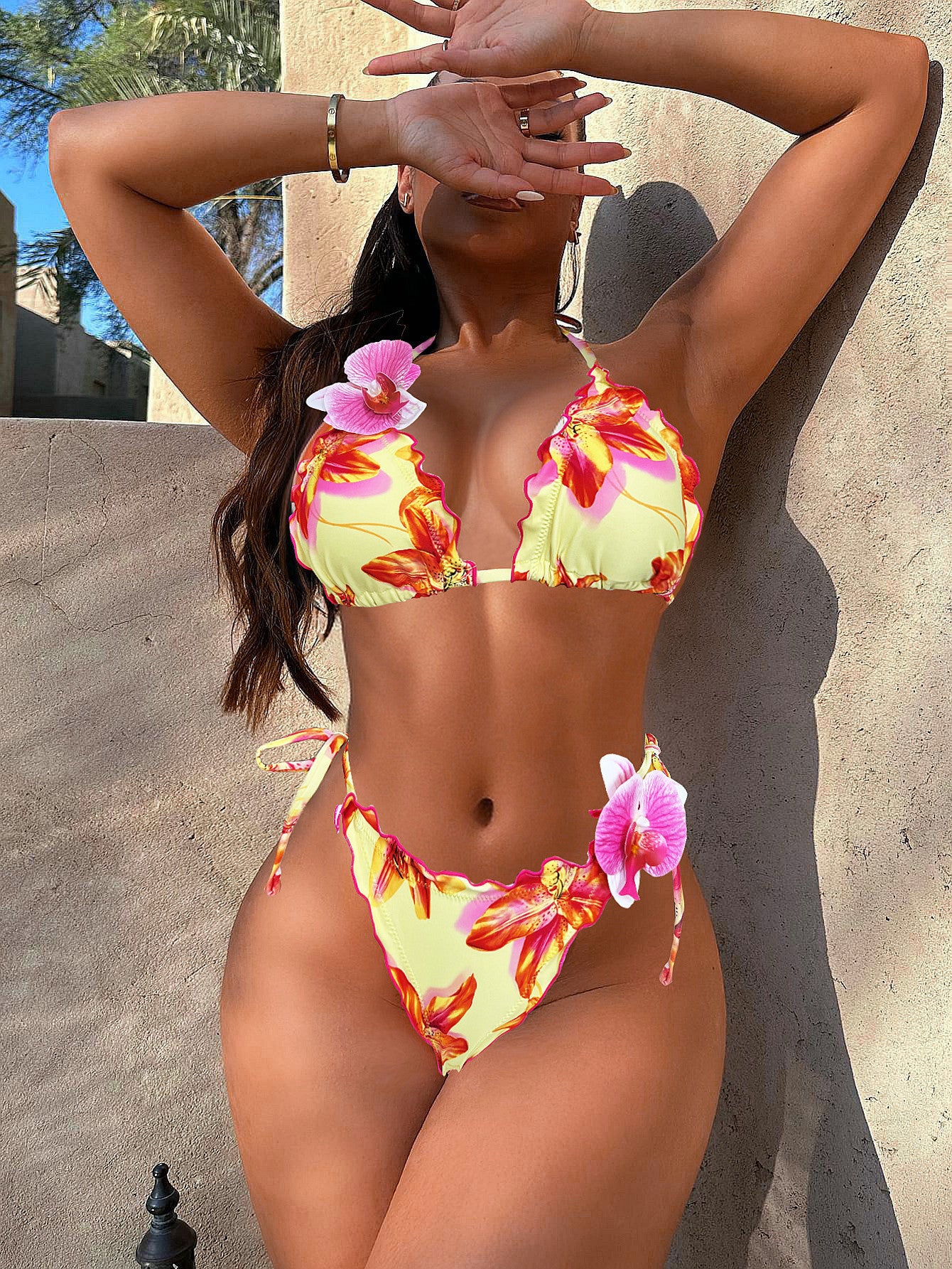 LADIES TWO PIECE BIKINI SWIMWEAR YELLOW (SIZE S - L)