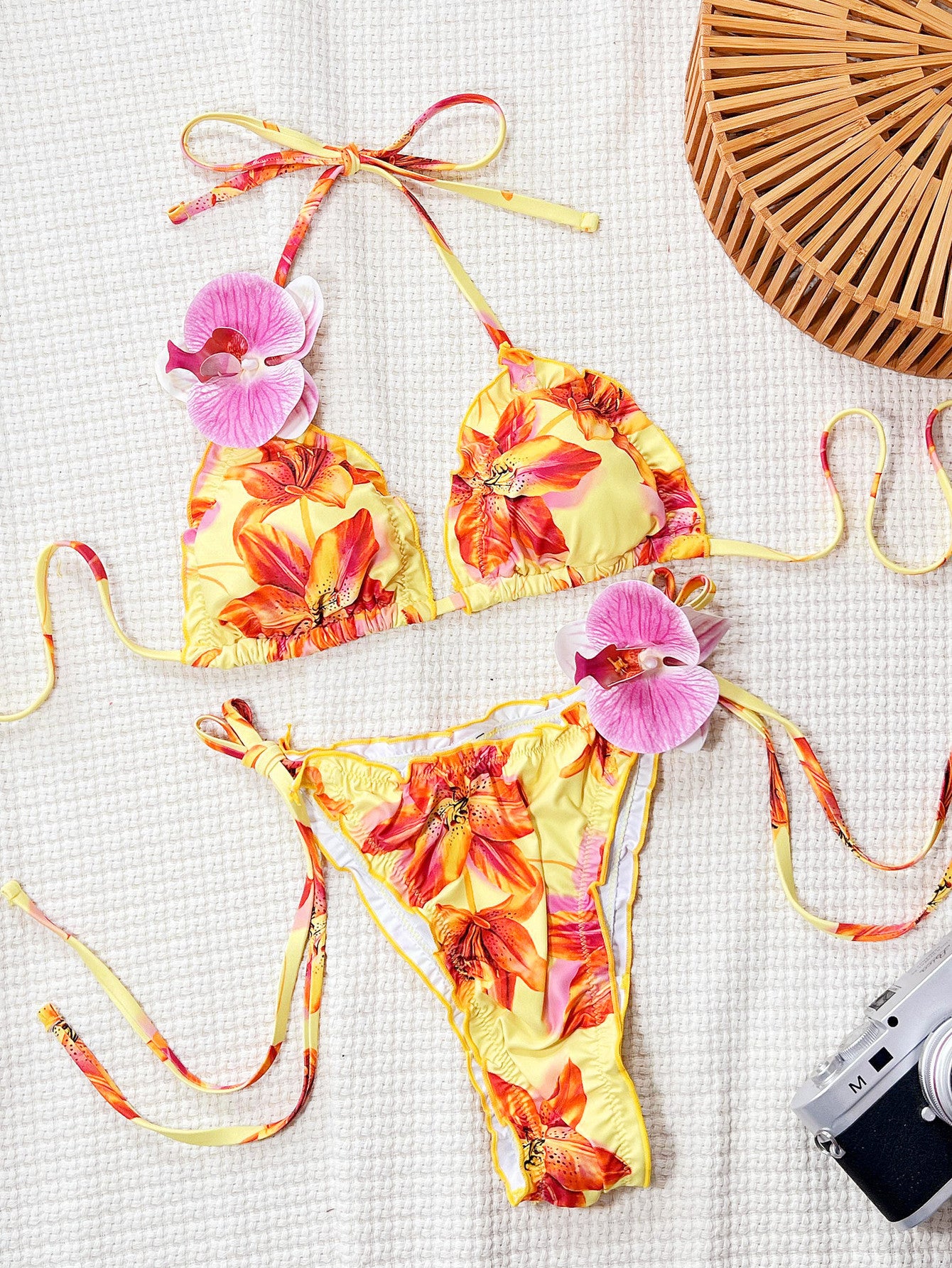LADIES TWO PIECE BIKINI SWIMWEAR YELLOW (SIZE S - L)