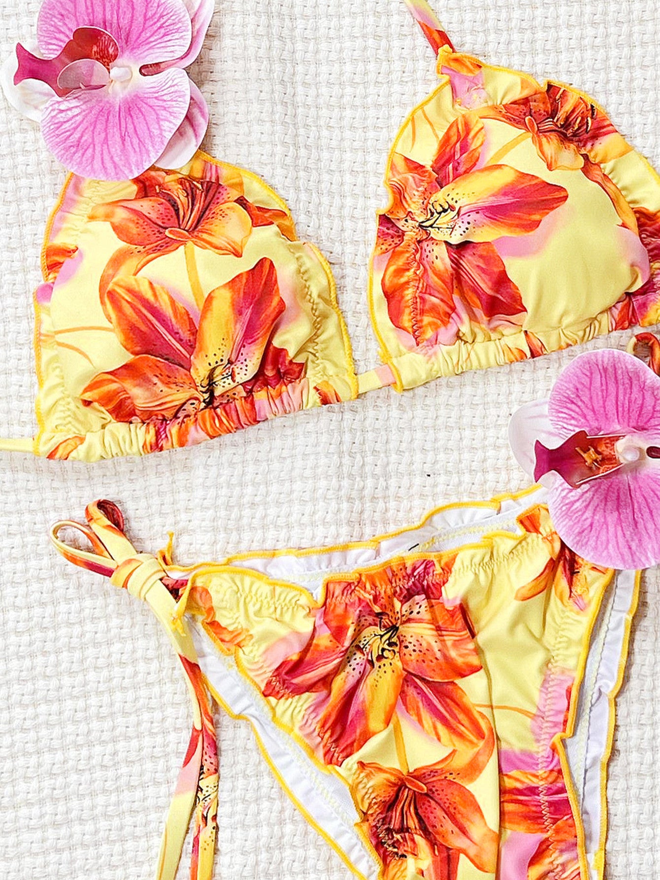 LADIES TWO PIECE BIKINI SWIMWEAR YELLOW (SIZE S - L)