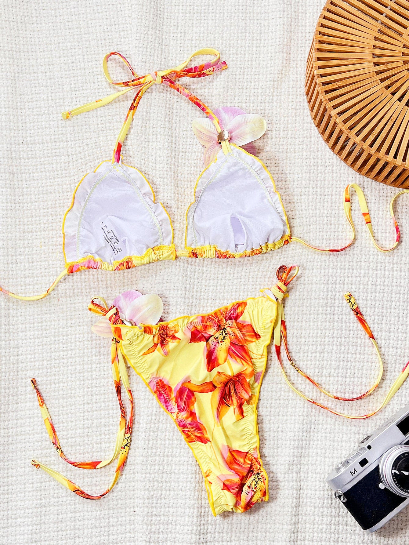 LADIES TWO PIECE BIKINI SWIMWEAR YELLOW (SIZE S - L)