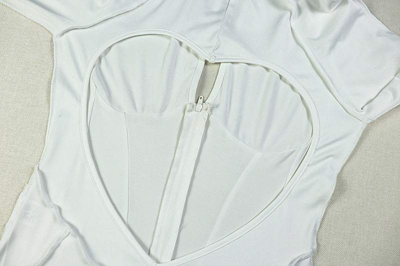 LADIES SEXY CUT OUT BACK JUMPSUIT WHITE / BLACK (SIZE S - L)