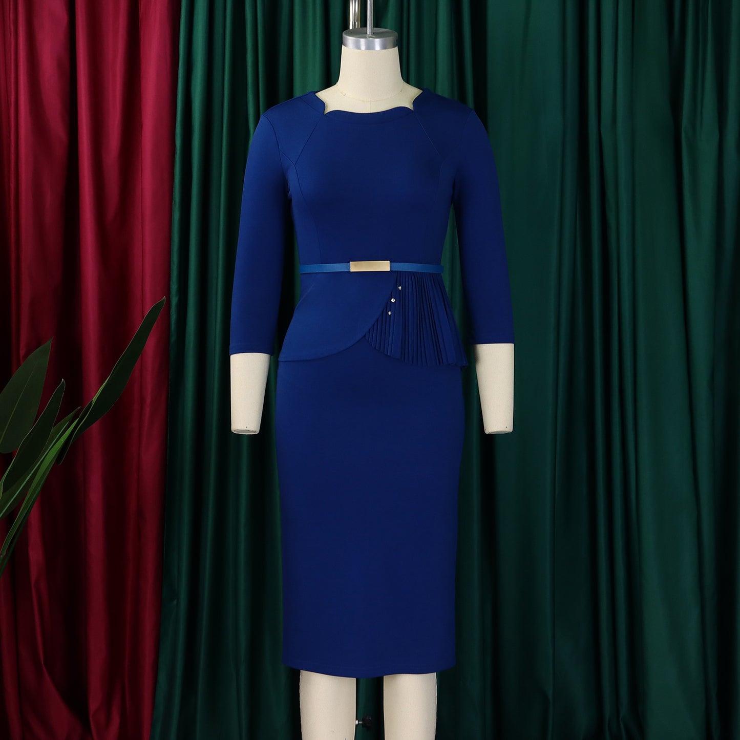 LADIES OFFICE DRESS BLUE / BLACK / WHITE (SIZE S - 3XL)