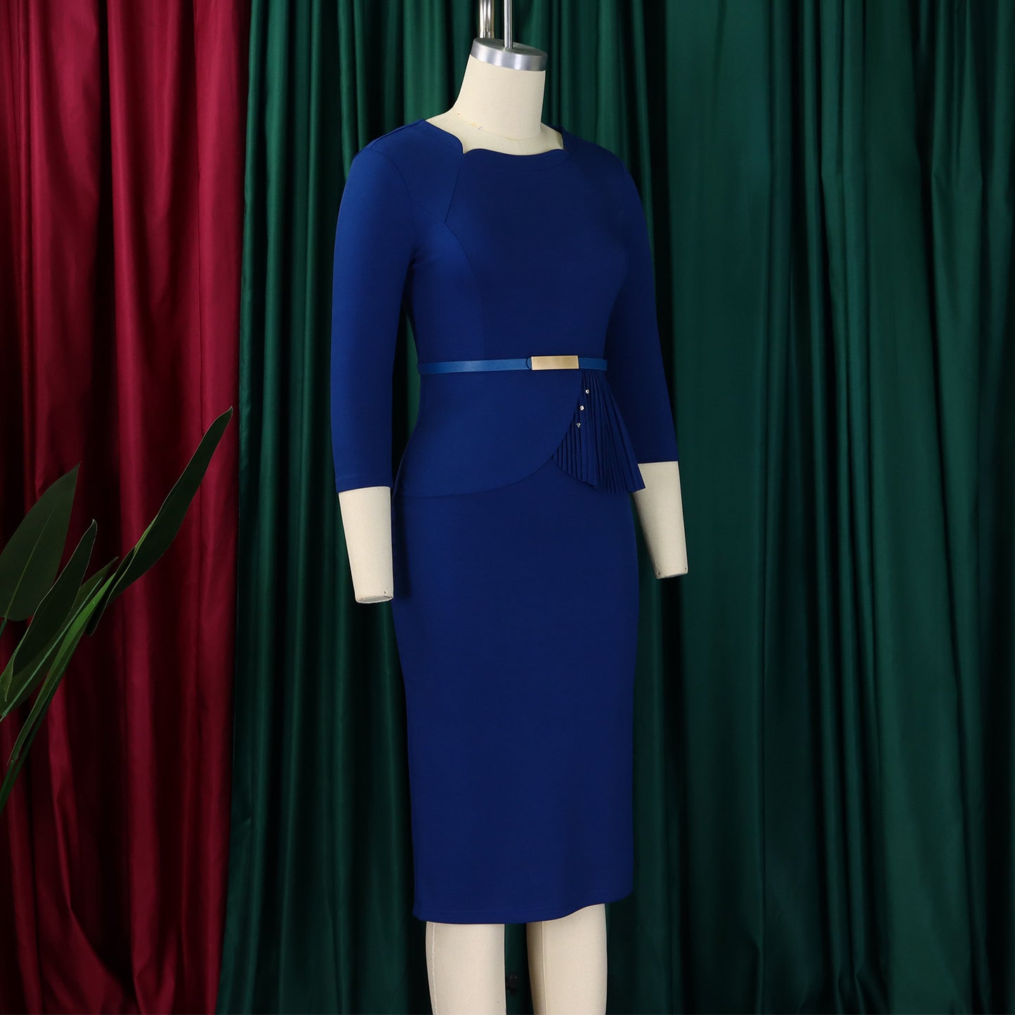 LADIES OFFICE DRESS BLUE / BLACK / WHITE (SIZE S - 3XL)