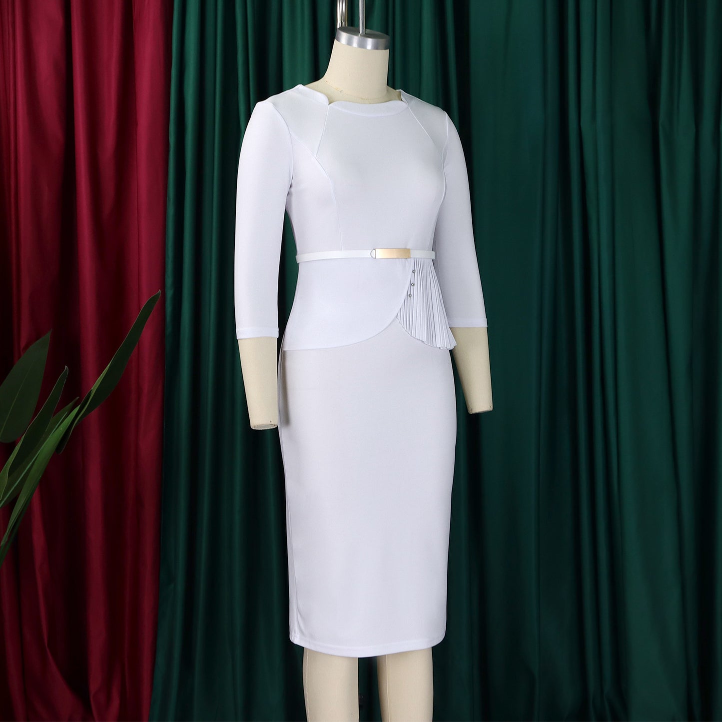 LADIES OFFICE DRESS BLUE / BLACK / WHITE (SIZE S - 3XL)