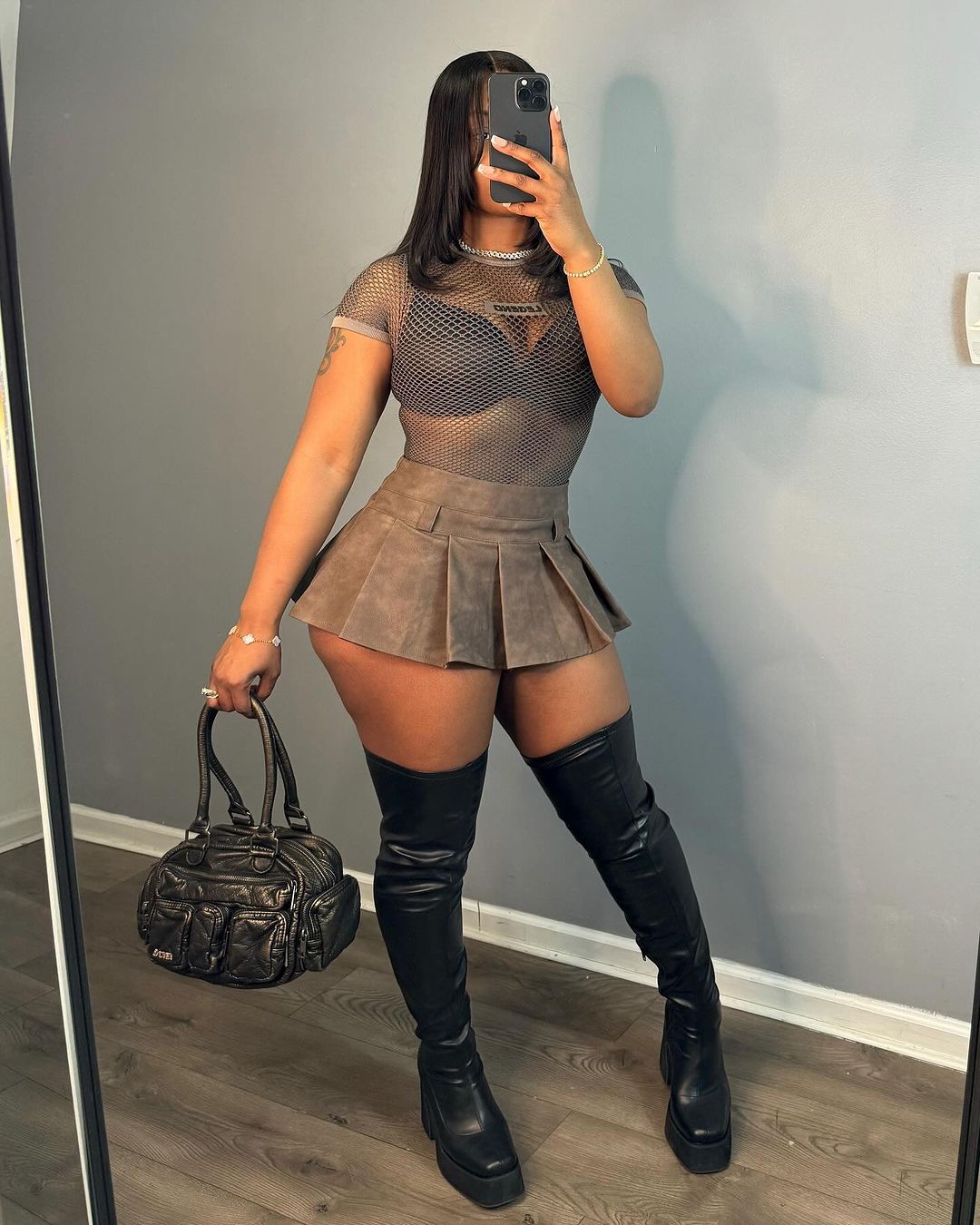 LADIES PU LEATHER SHORT MINI SKIRT BLACK / RED / DARK BROWN (SIZE S - 2XL)
