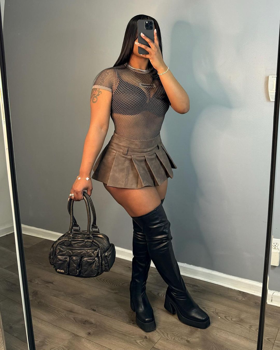 LADIES PU LEATHER SHORT MINI SKIRT BLACK / RED / DARK BROWN (SIZE S - 2XL)