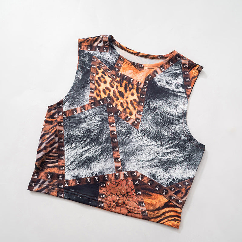 LADIES SLEEVELESS TOP & SHORTS SET BROWN (SIZE S - L)