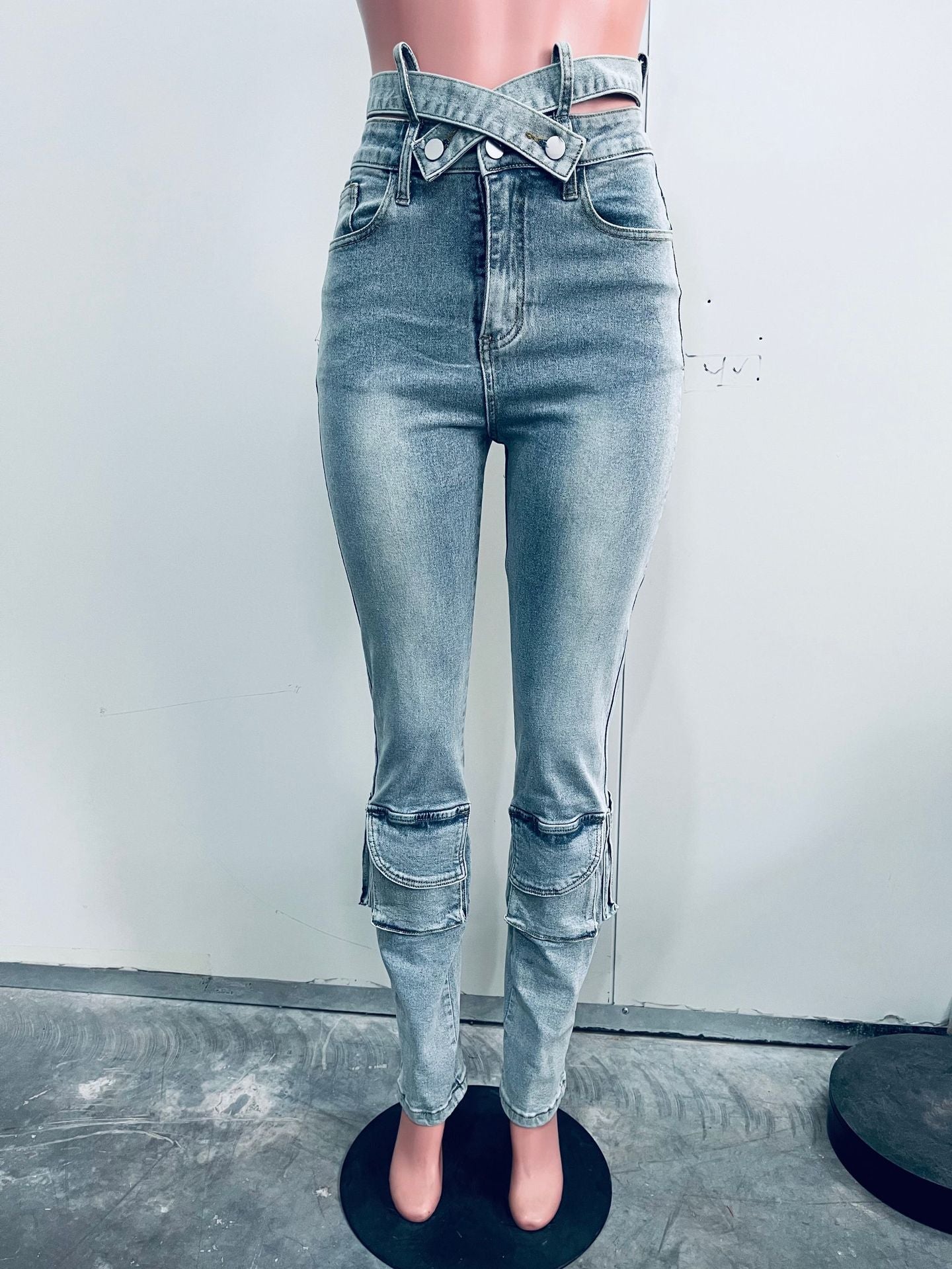 LADIES DENIM PANTS / JEANS LIGHT BLUE DENIM / BLACK DENIM (SIZE S - 2XL)