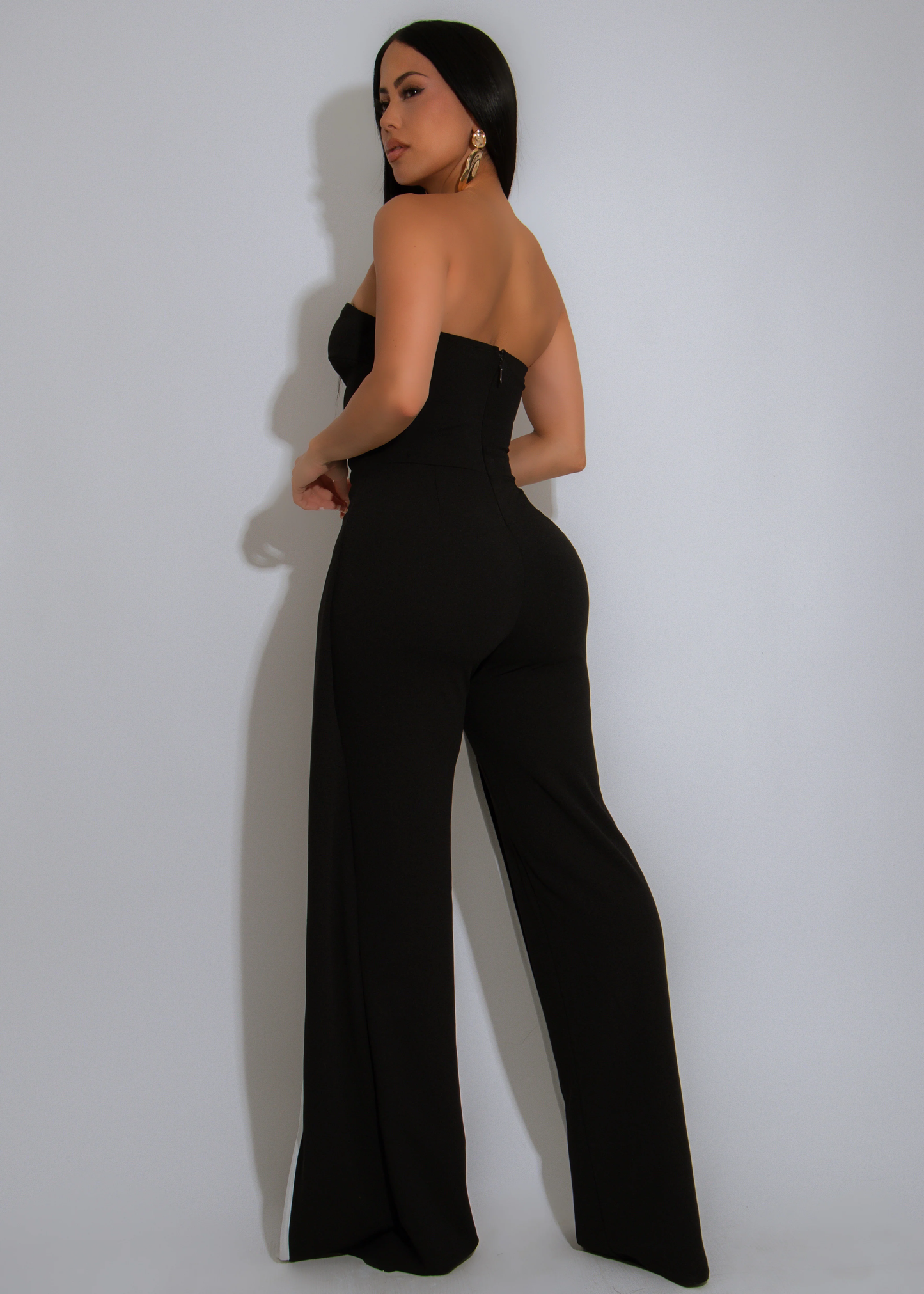 LADIES SLEEVELESS WIDE LEG PANTS JUMPSUIT BLACK (SIZE S - 2XL)