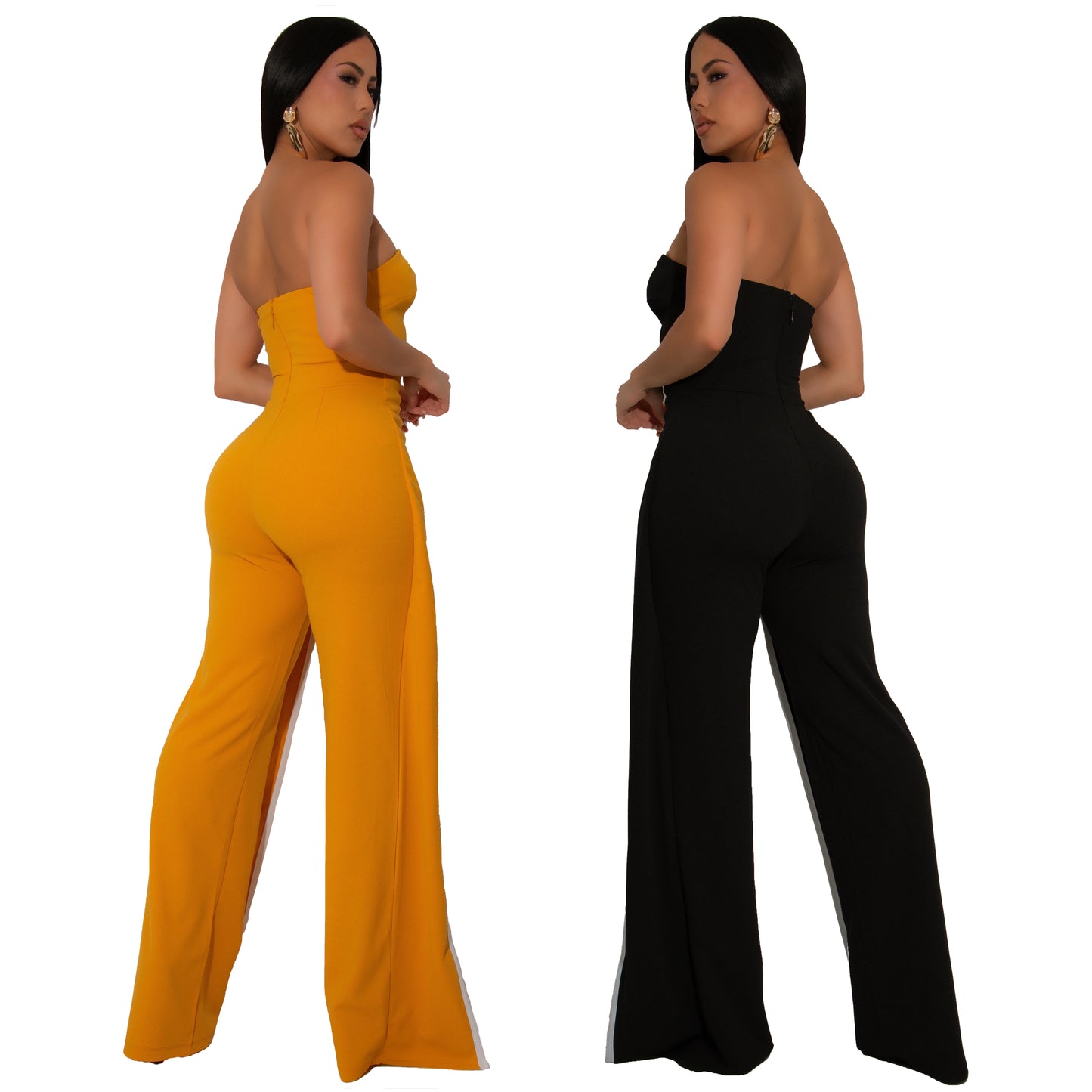 LADIES SLEEVELESS WIDE LEG PANTS JUMPSUIT BLACK (SIZE S - 2XL)