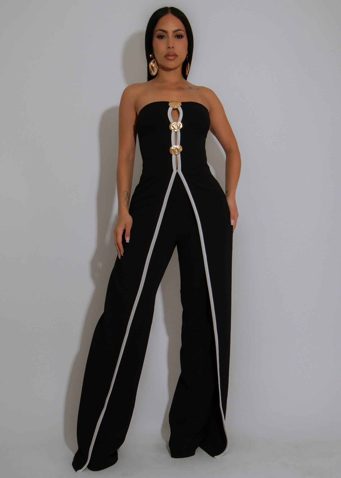 LADIES SLEEVELESS WIDE LEG PANTS JUMPSUIT BLACK (SIZE S - 2XL)