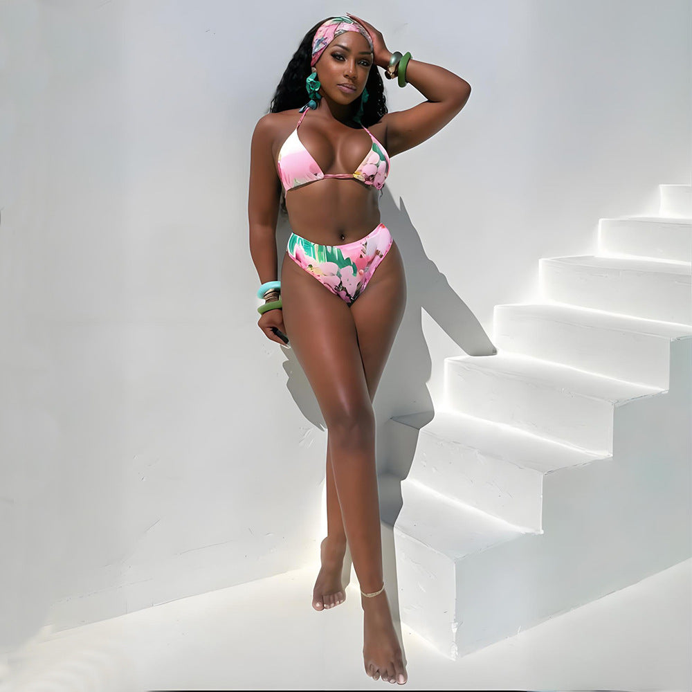 LADIES BIKINI SWIMWEAR BEACHWEAR SET PINK / GREEN (SIZE S - 2XL)