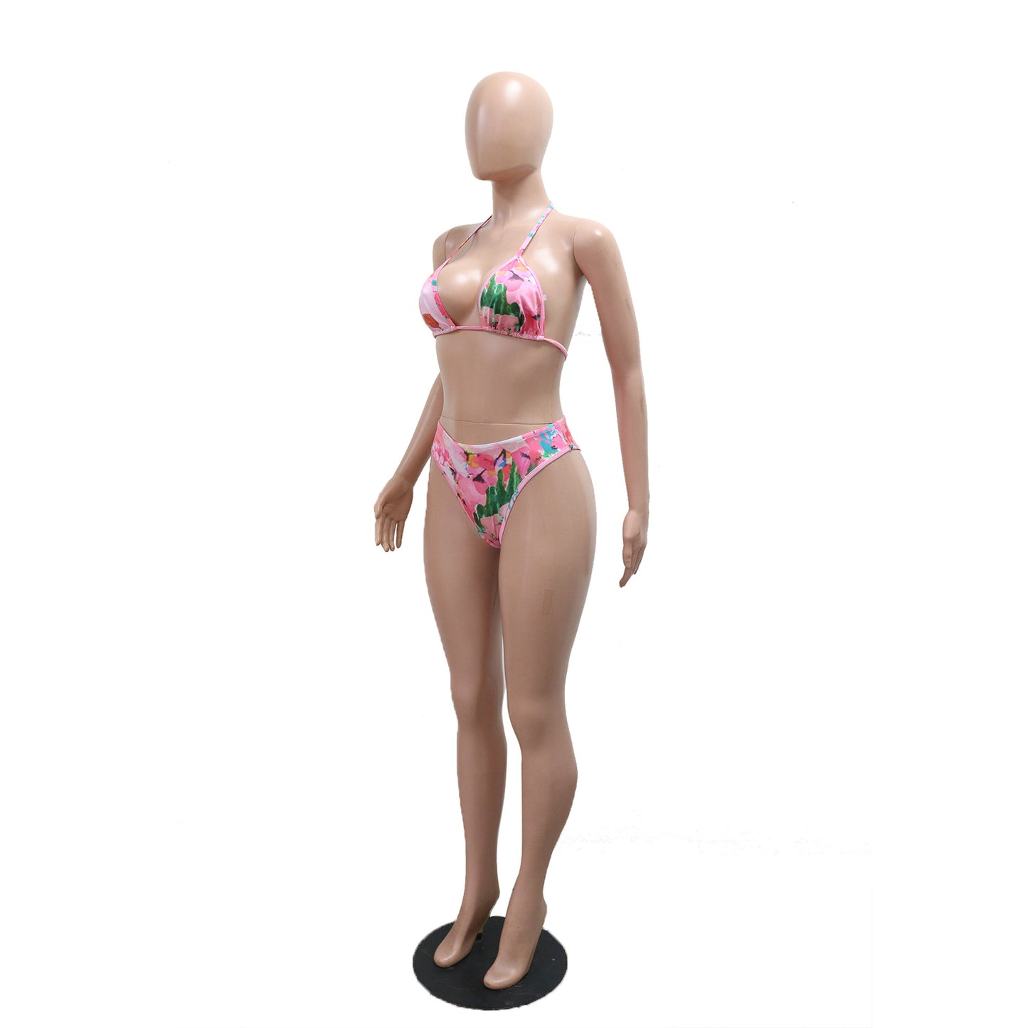 LADIES BIKINI SWIMWEAR BEACHWEAR SET PINK / GREEN (SIZE S - 2XL)