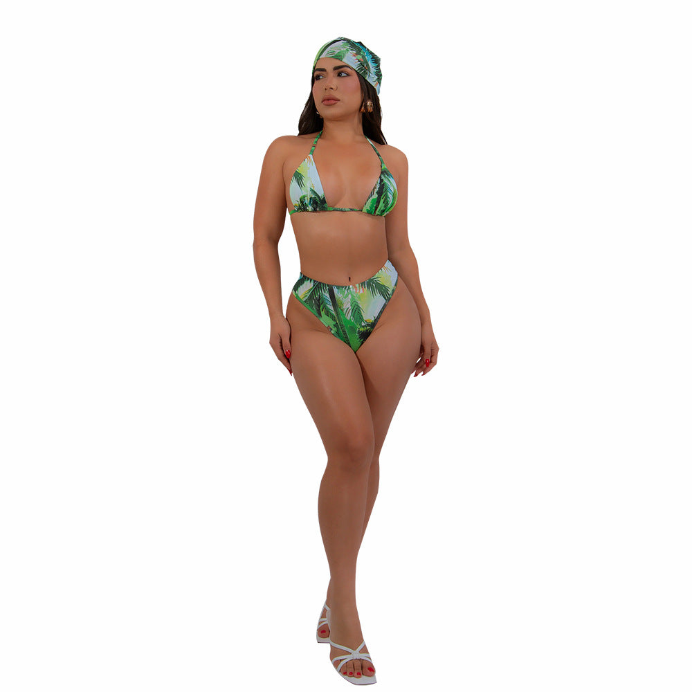LADIES BIKINI SWIMWEAR BEACHWEAR SET PINK / GREEN (SIZE S - 2XL)