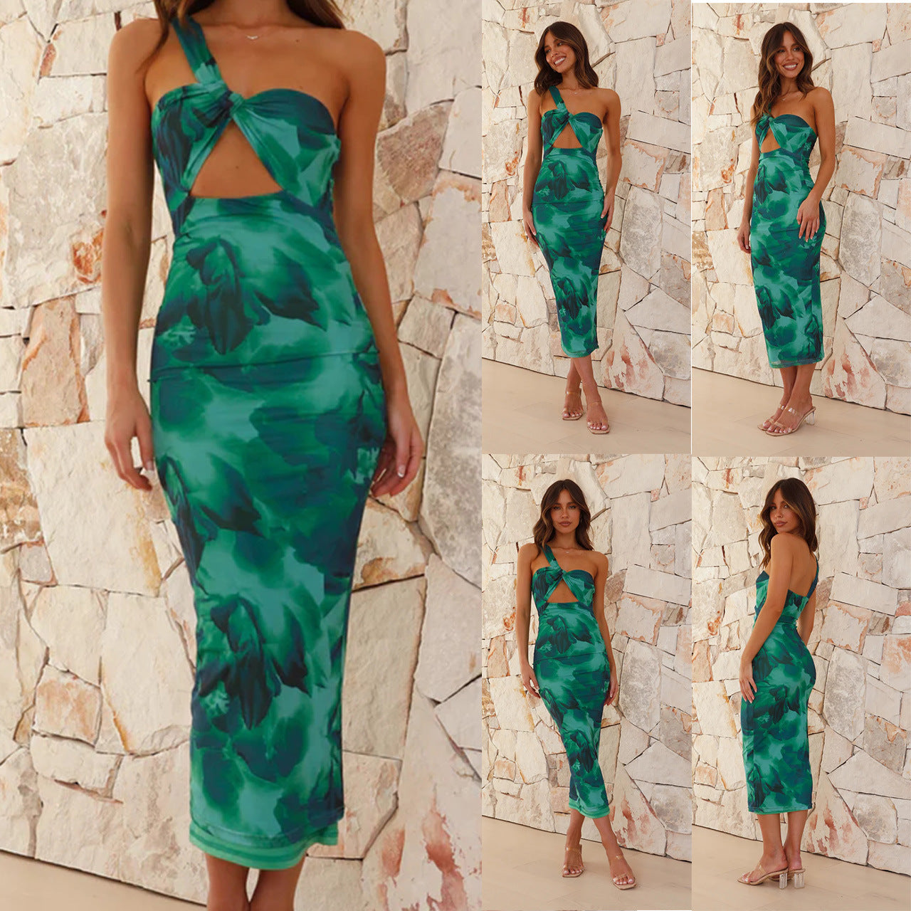 LADIES SLEEVELESS SUMMER BEACH DRESS GREEN (SIZE S - XL)