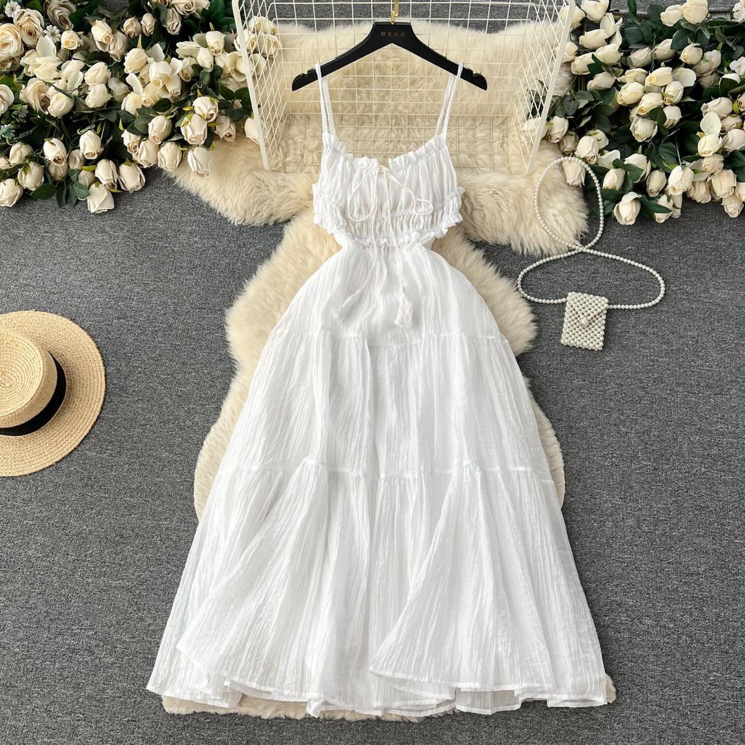 LADIES SLEEVELESS SUMMER DRESS WHITE (SIZE S - L)