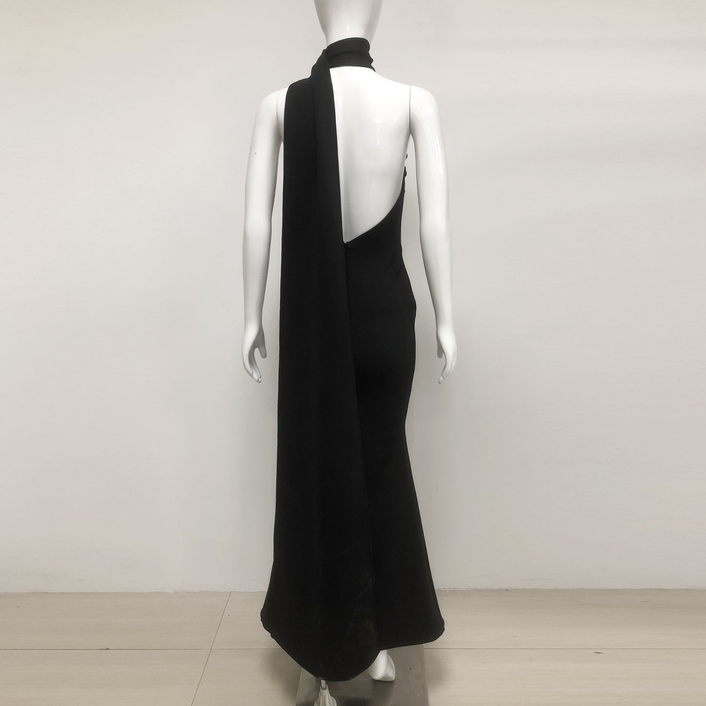 LADIES ONE SHOULDER BEADED EVENING / PARTY DRESS BLACK (SIZE S - L)