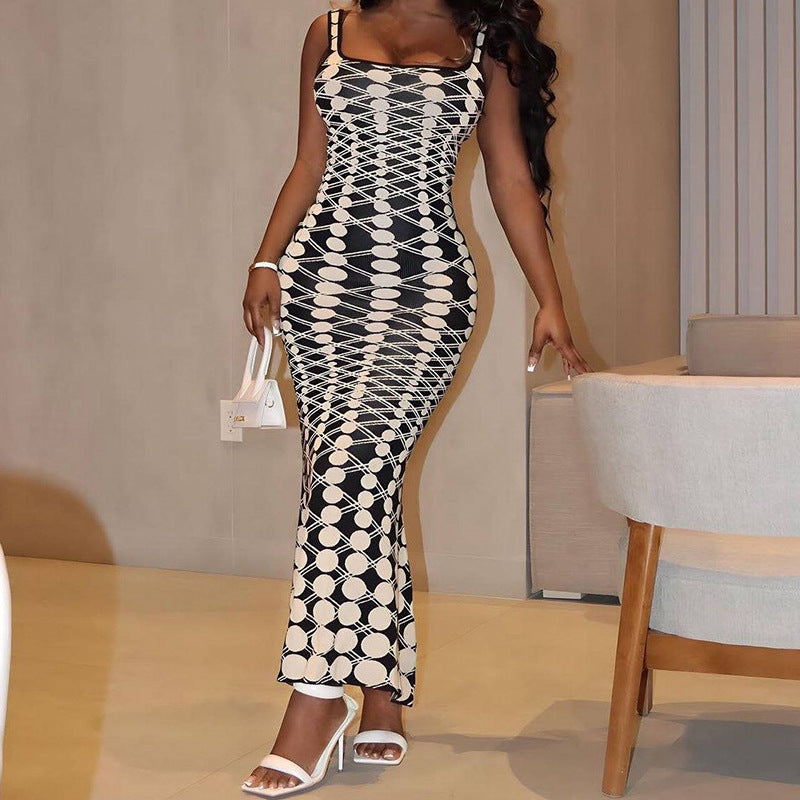 LADIES LONG DRESS WHITE & BLACK (SIZE S - L)