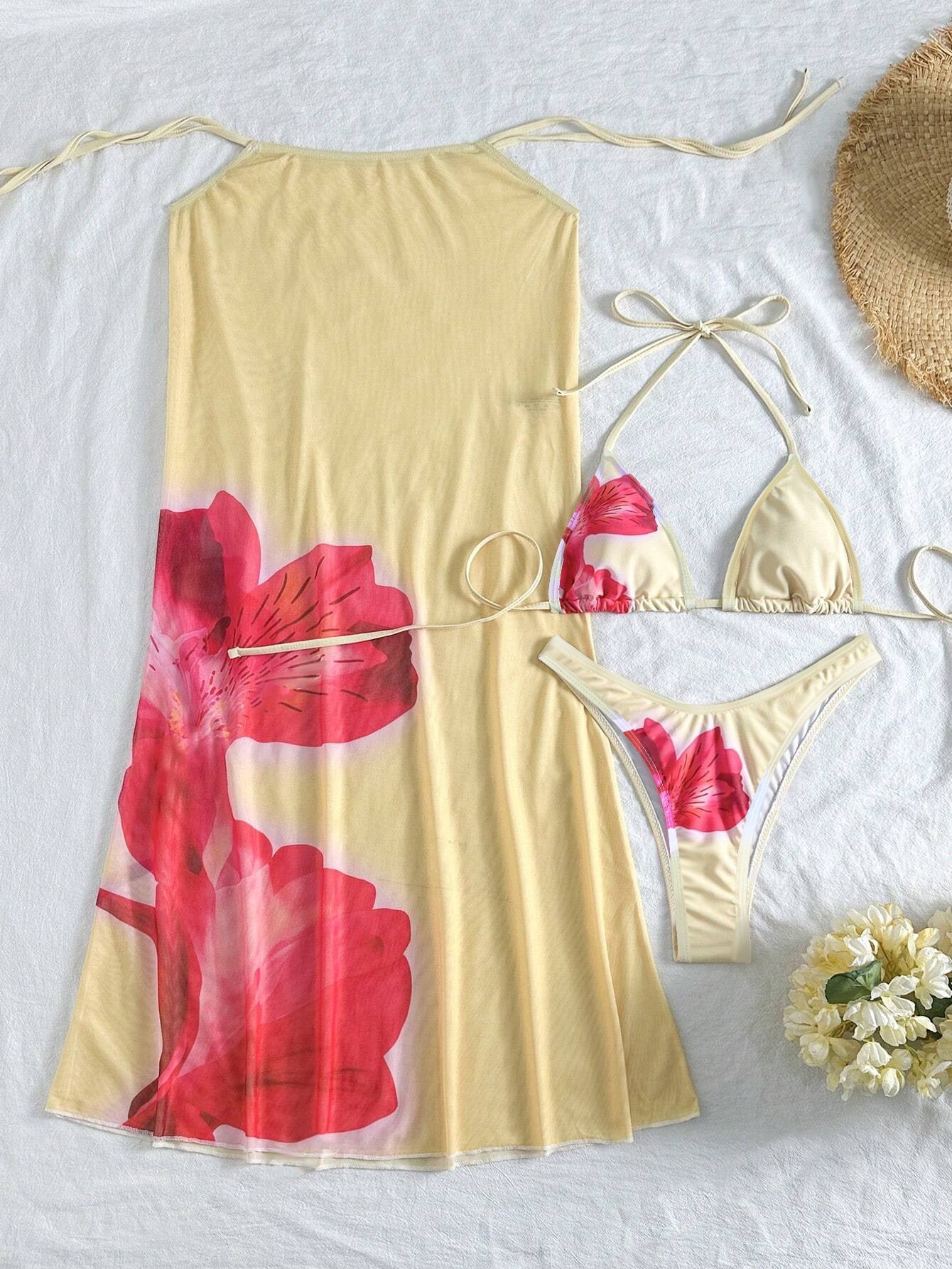 LADIES BIKINI SWIMWEAR BEACHWEAR SET LIGHT YELLOW (SIZE XS - L)