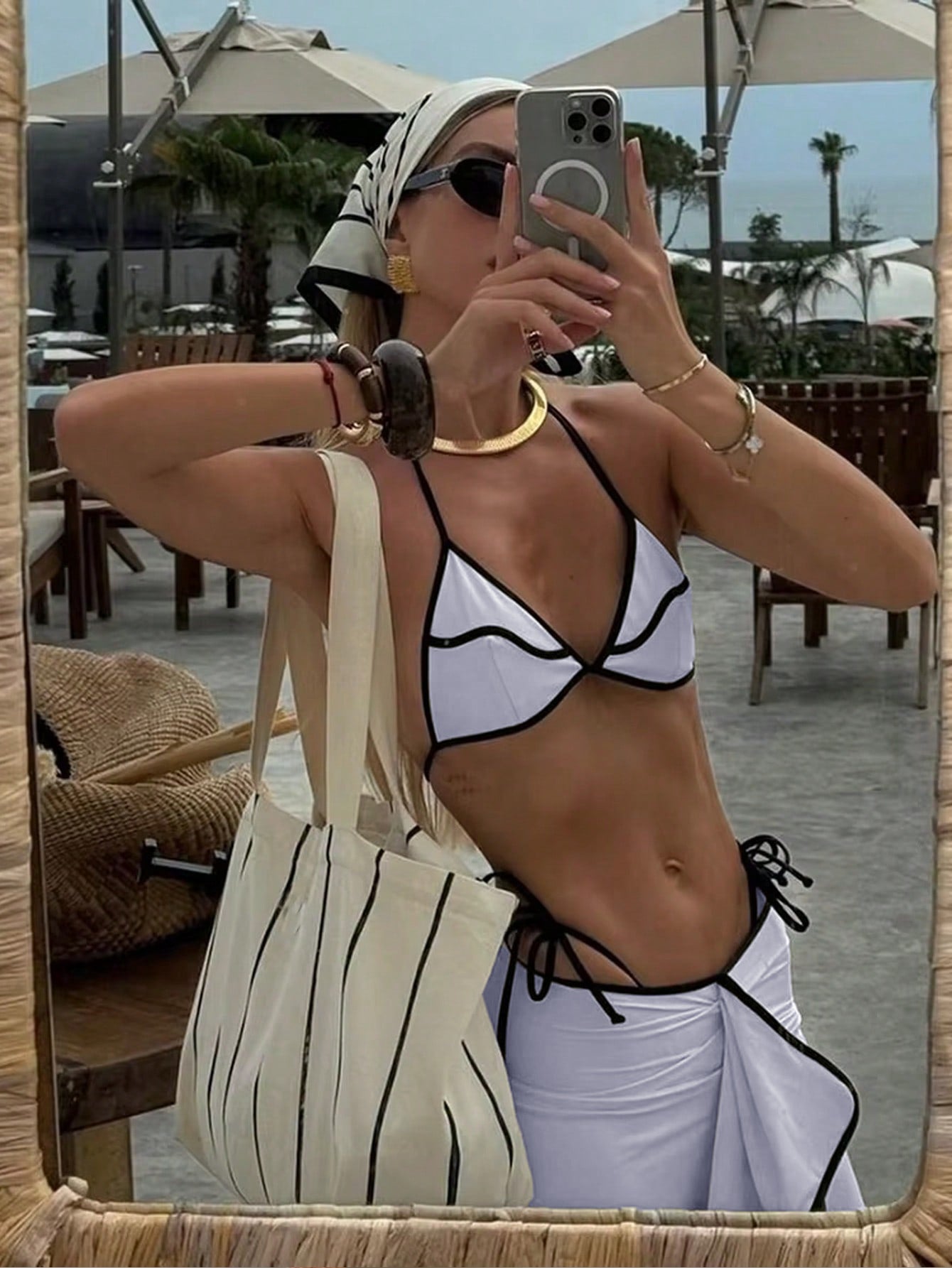 LADIES BIKINI SWIMWEAR BEACHWEAR SET WHITE (SIZE XS - L)