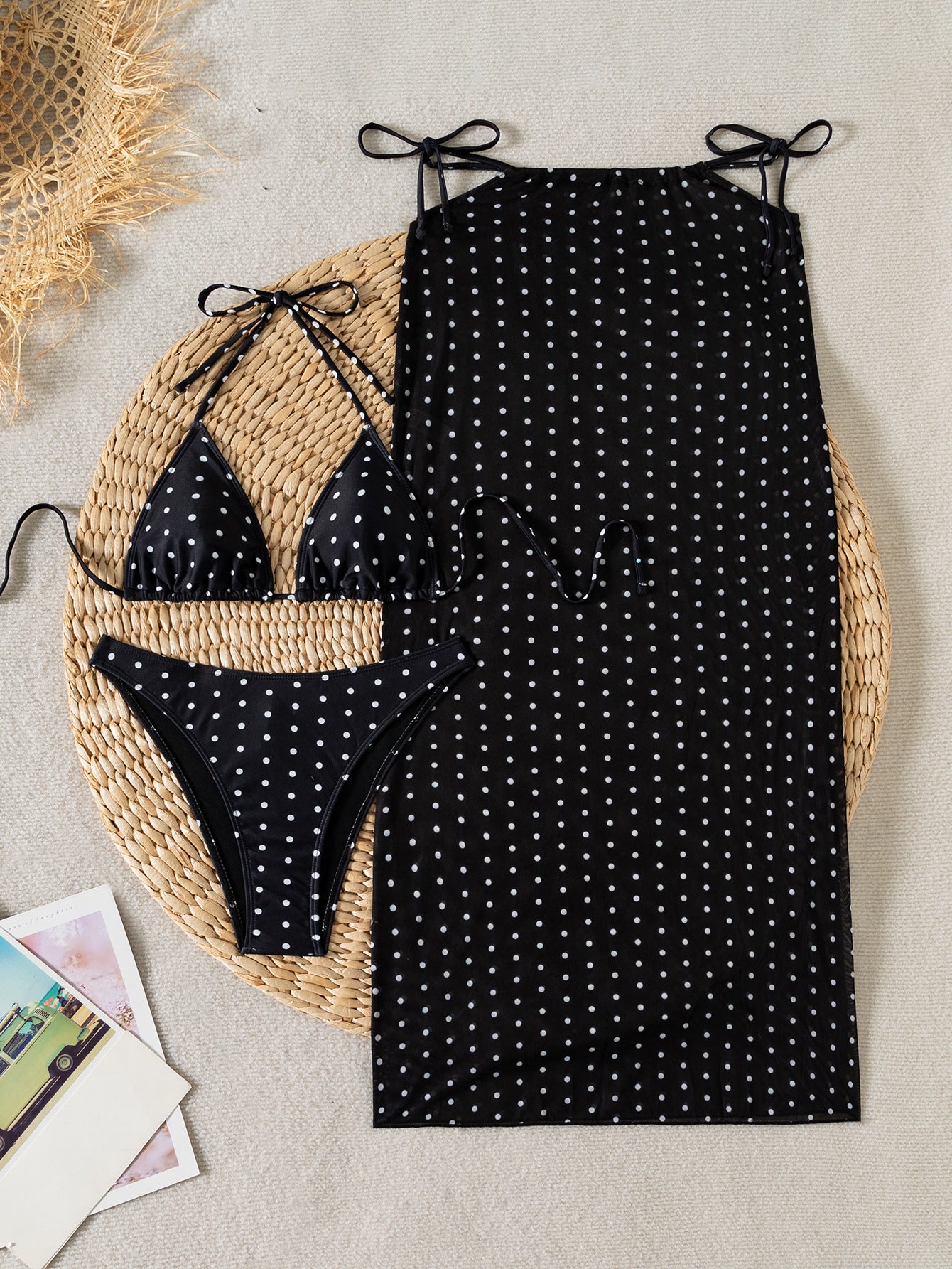 LADIES BIKINI SWIMWEAR BEACHWEAR SET BLUE / BLACK (SIZE XS - L)
