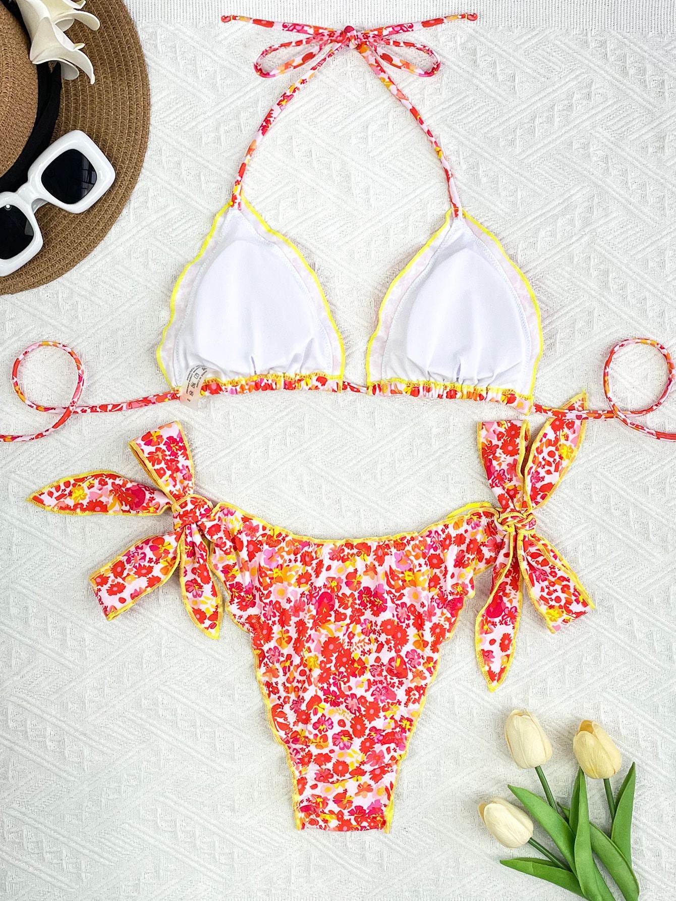 LADIES TWO PIECE BIKINI SWIMWEAR PINK (SIZE XS - L)