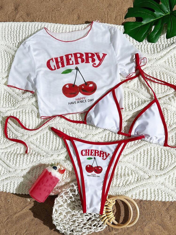 LADIES THREE PIECE SWIMWEAR BEACHWEAR SET WHITE (SIZE XS - L)