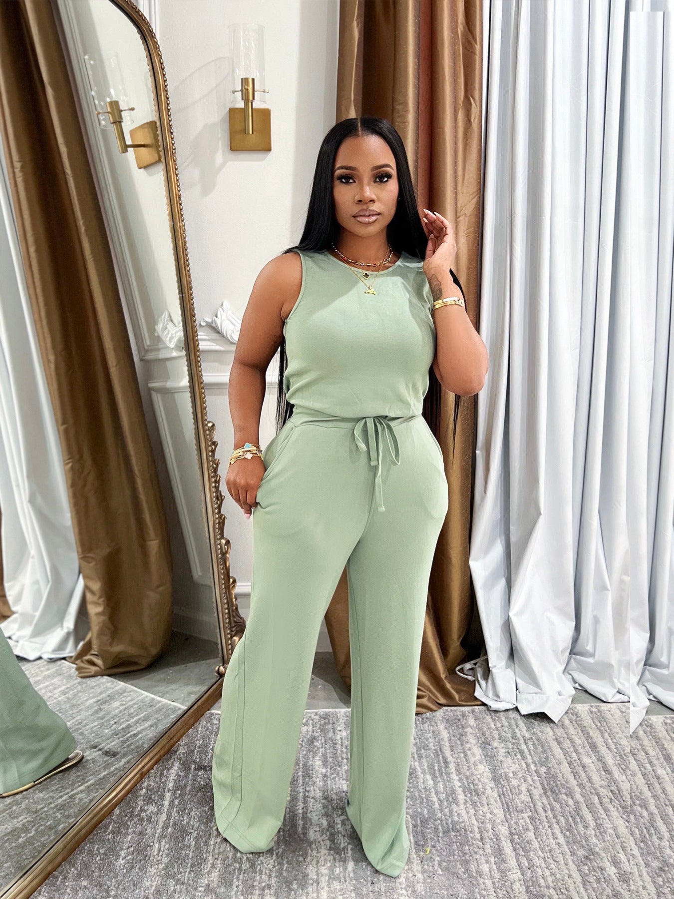 LADIES SLEEVELESS JUMPSUIT 6 DIFFERENT COLOURS (SIZE S - 2XL)