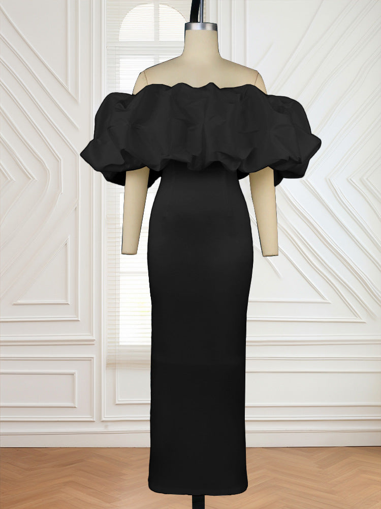 LADIES PLUS SIZE OFF THE SHOULDER PARTY DRESS WHITE / YELLOW / BLACK / RED / PINK / GREEN (SIZE S - 4XL)