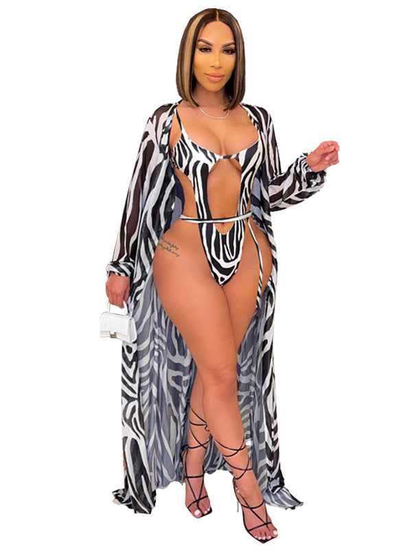 LADIES TWO PIECE SWIMWEAR SET BLACK & WHITE (SIZE S - XL)