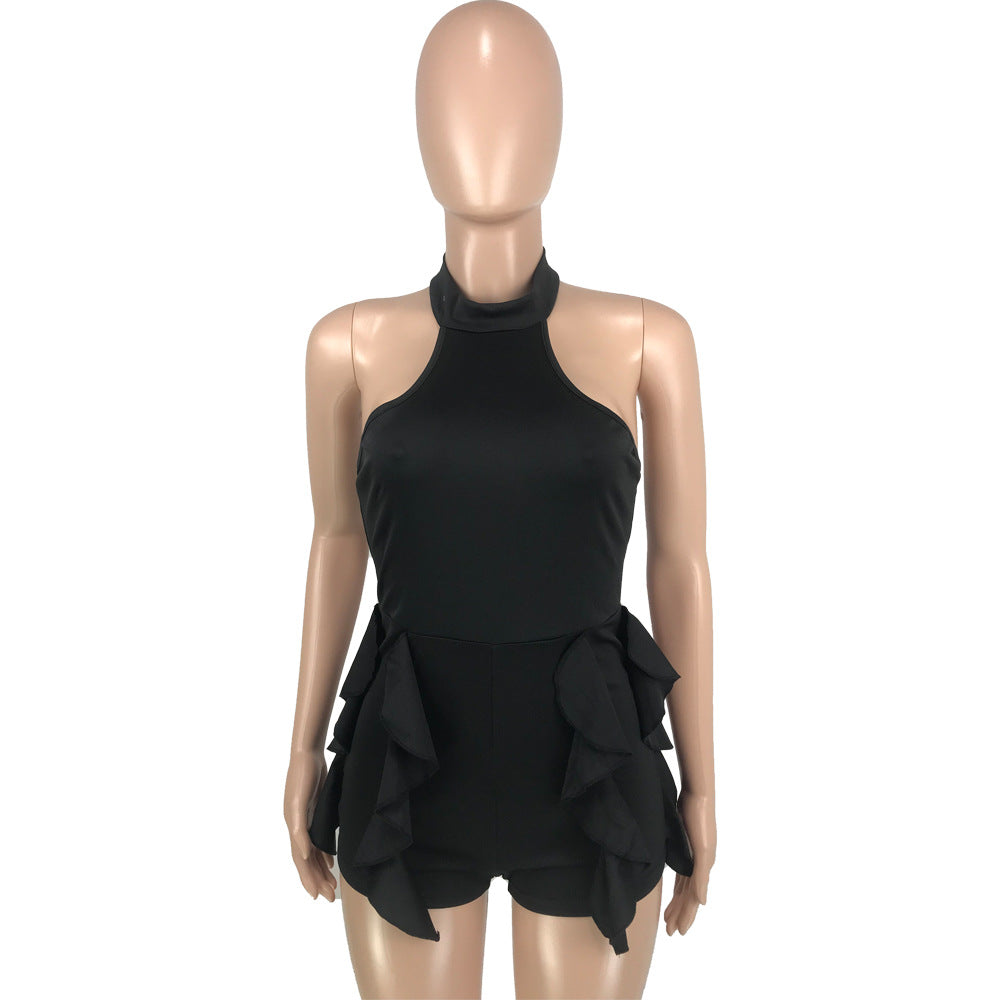 LADIES SLEEVELESS PLAYSUIT / ROMPER BLACK / RED / DARK YELLOW / WHITE (SIZE S - XL)