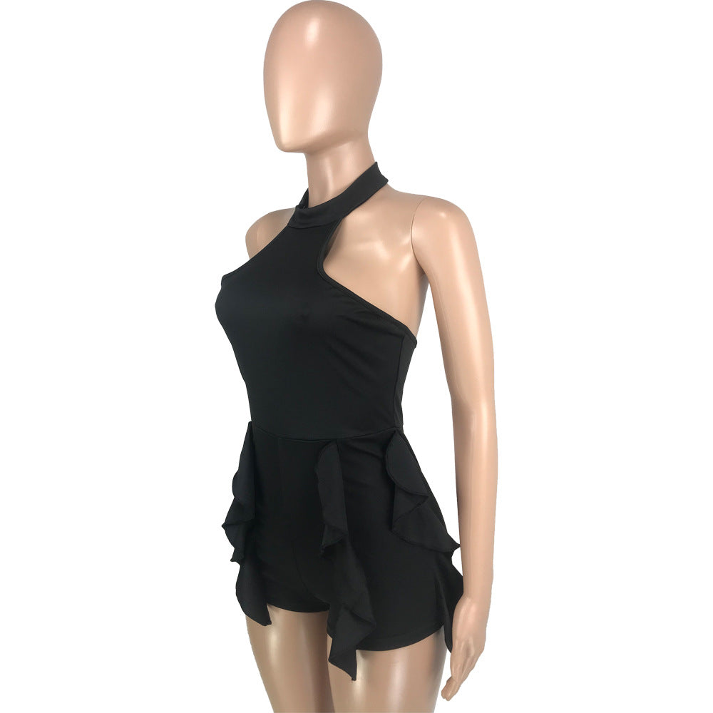 LADIES SLEEVELESS PLAYSUIT / ROMPER BLACK / RED / DARK YELLOW / WHITE (SIZE S - XL)