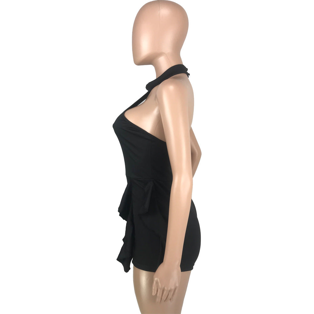 LADIES SLEEVELESS PLAYSUIT / ROMPER BLACK / RED / DARK YELLOW / WHITE (SIZE S - XL)