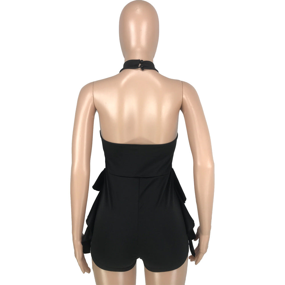 LADIES SLEEVELESS PLAYSUIT / ROMPER BLACK / RED / DARK YELLOW / WHITE (SIZE S - XL)