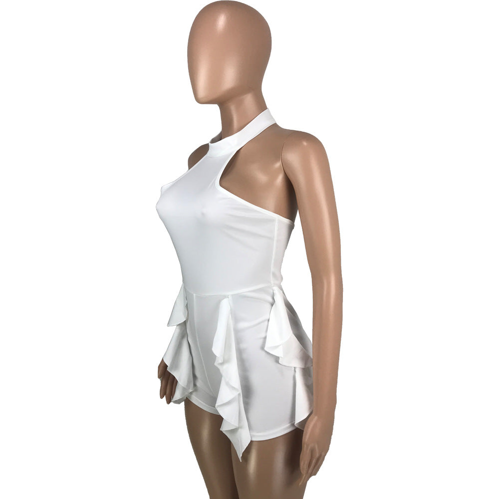 LADIES SLEEVELESS PLAYSUIT / ROMPER BLACK / RED / DARK YELLOW / WHITE (SIZE S - XL)