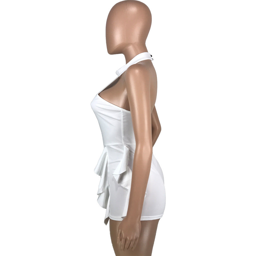 LADIES SLEEVELESS PLAYSUIT / ROMPER BLACK / RED / DARK YELLOW / WHITE (SIZE S - XL)
