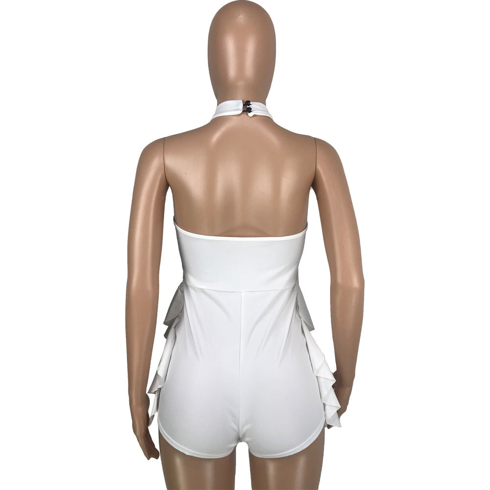 LADIES SLEEVELESS PLAYSUIT / ROMPER BLACK / RED / DARK YELLOW / WHITE (SIZE S - XL)
