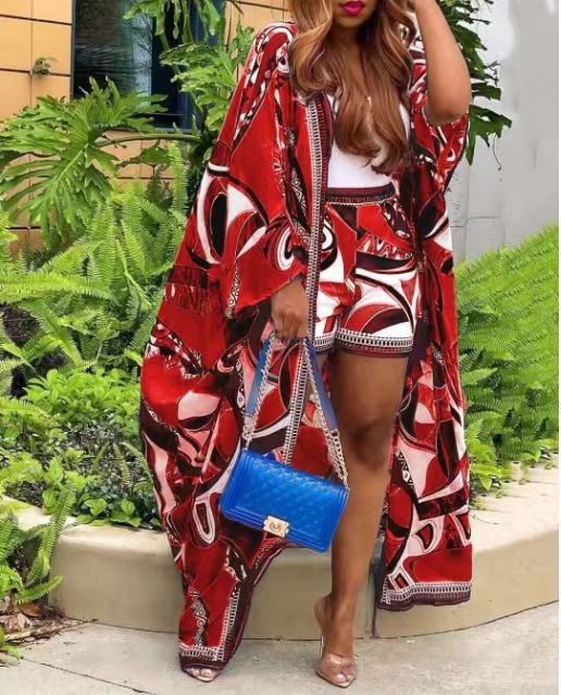 LADIES TWO PIECE SHORTS & CARDIGAN SET BLUE / PINK / GREEN / BLACK / RED (SIZE S - 2XL)