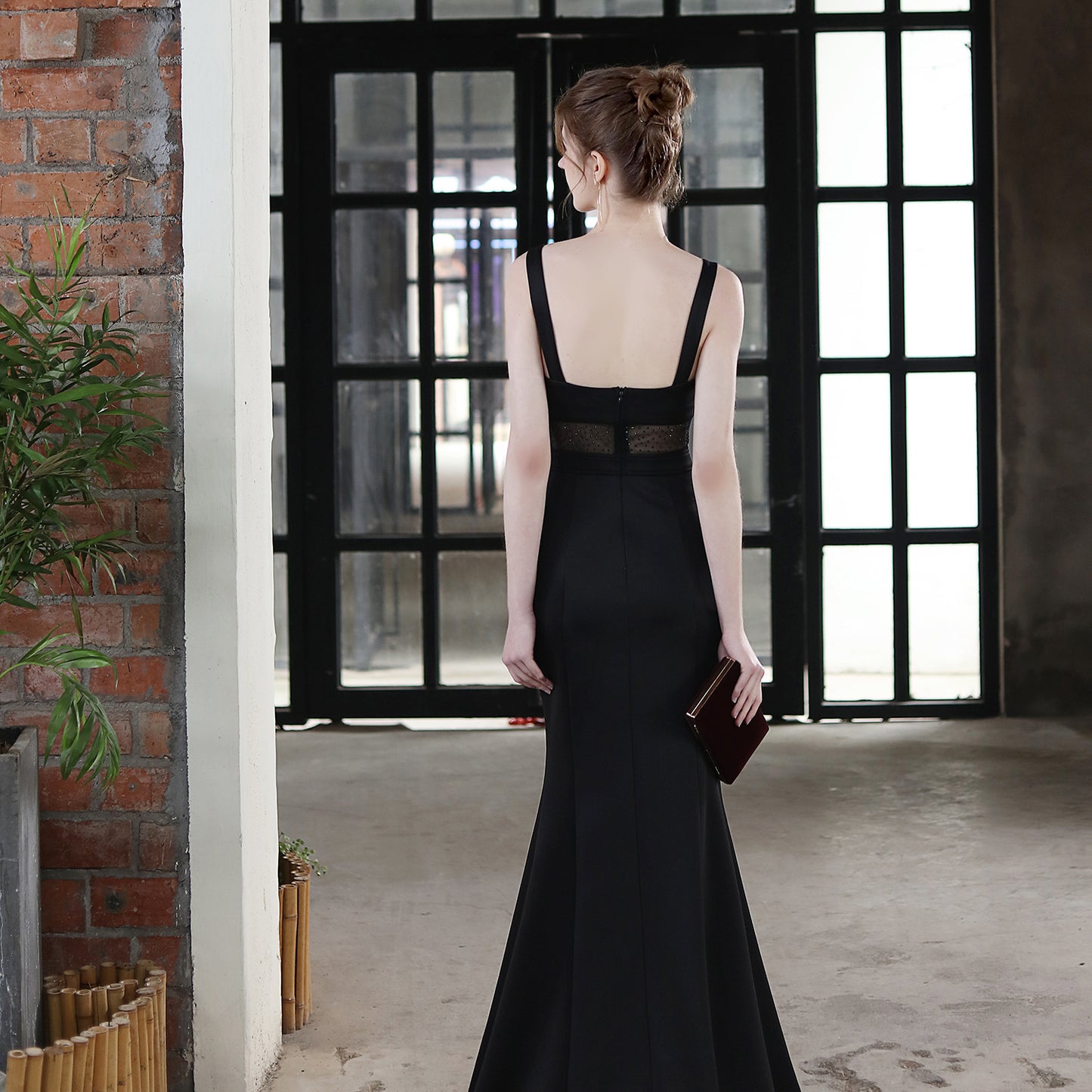 LADIES SLEEVELESS EVENING DRESS WITH SLIT WHITE / BLACK / WINE RED (SIZE S - 2XL)