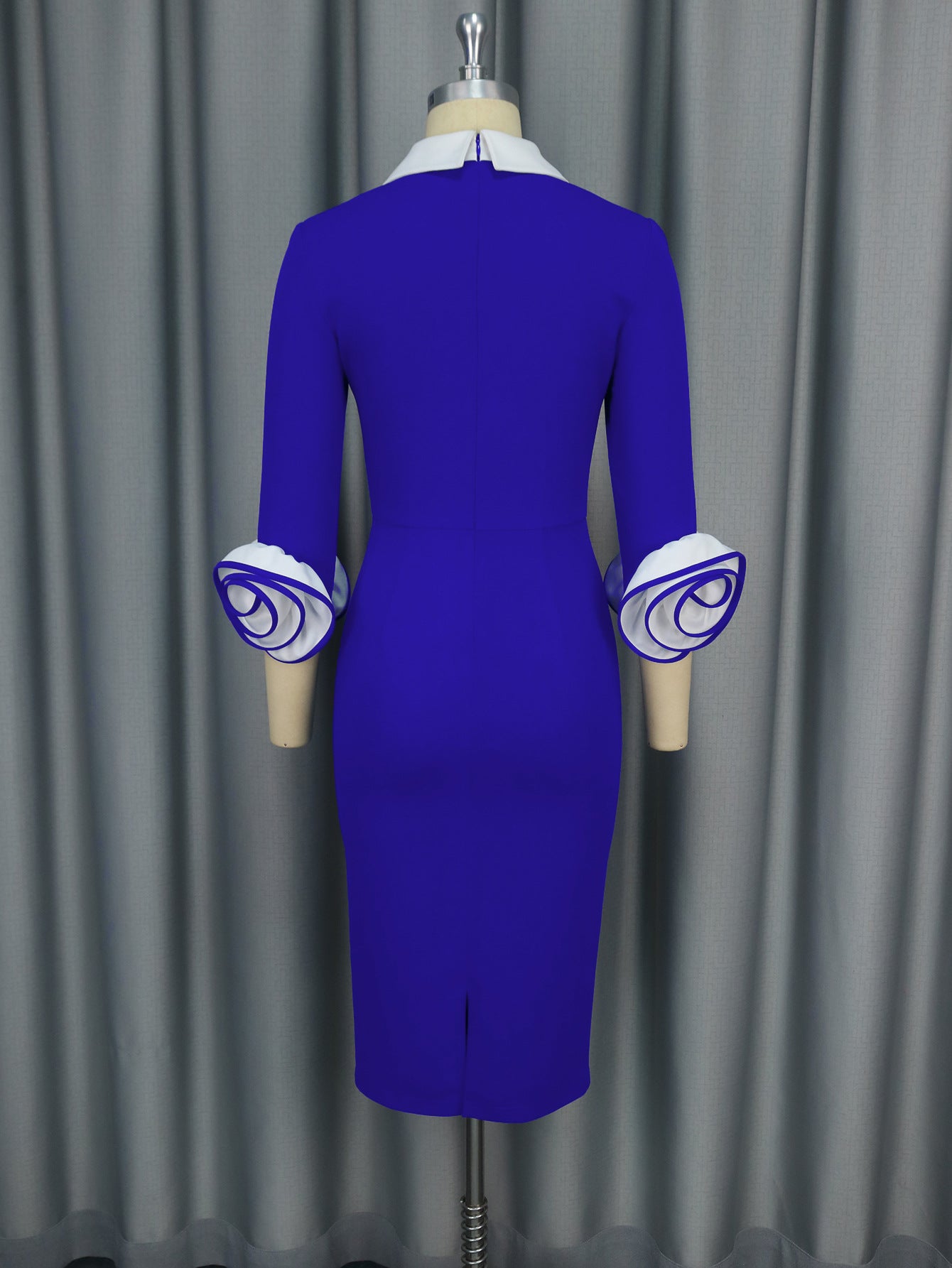 LADIES PLUS SIZE LONG SLEEVE BODYCON DRESS BLUE (SIZE S - 4XL)