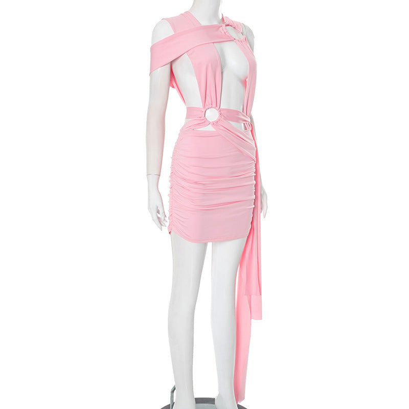 LADIES LACE UP BODYCON DRESS PINK / WHITE / RED (SIZE S - L)