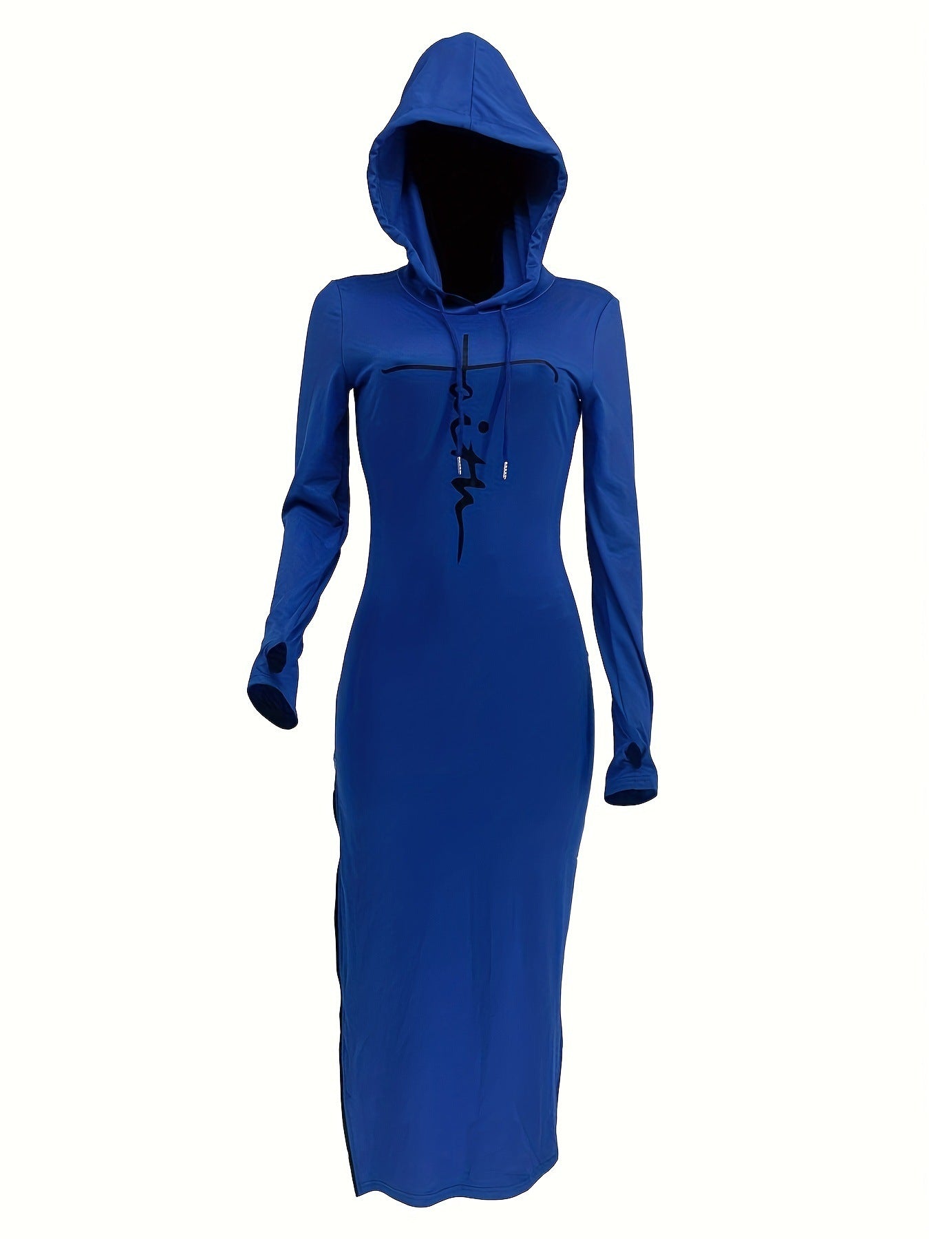 LADIES LONG SLEEVE HOODY DRESS BLACK / RED / BLUE / DARK OLIVE GREEN (SIZE S - 2XL)