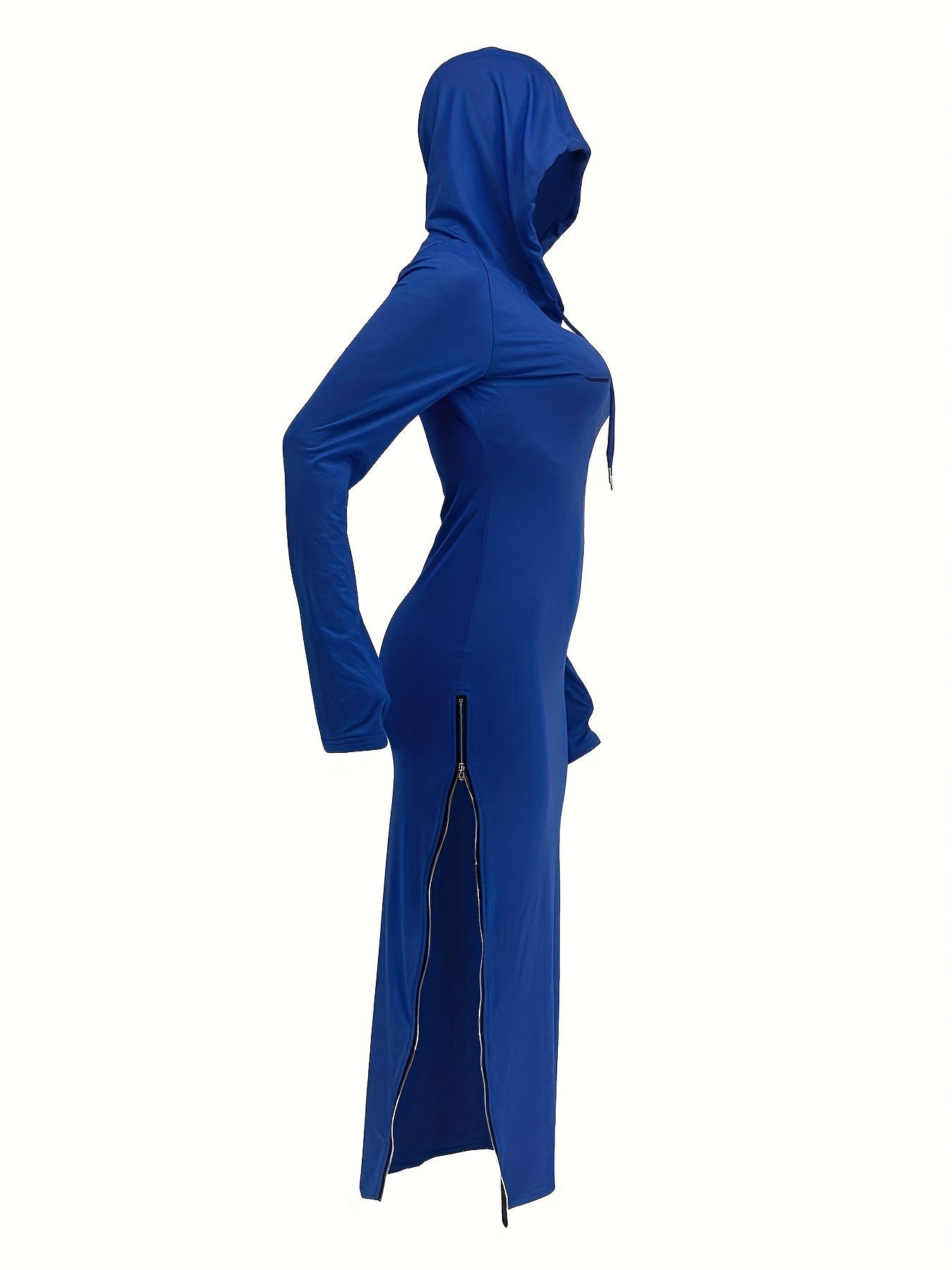 LADIES LONG SLEEVE HOODY DRESS BLACK / RED / BLUE / DARK OLIVE GREEN (SIZE S - 2XL)